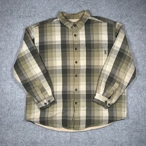 Woolrich jacket Mens XL‎ beige Plaid Fleece Lined Shacket Outdoor buttoned